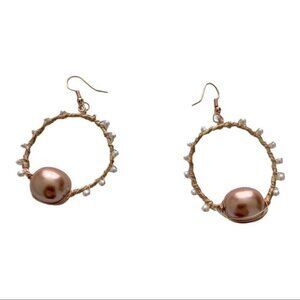 Women 's handmade pearl hoop earrings
